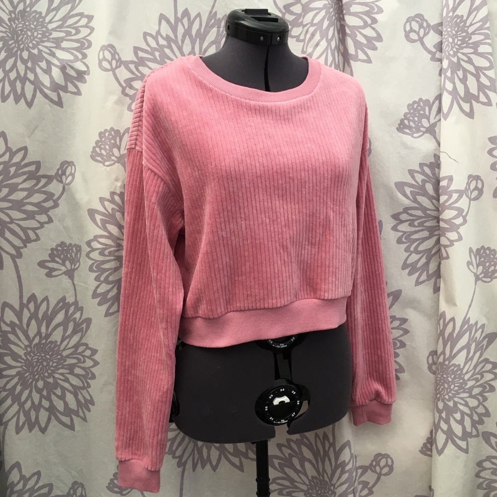 Pink Corduroy Crop Sweater F21 Forever 21 Small